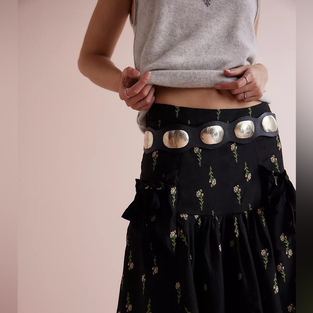 Free People Black and Silver Concho Belt